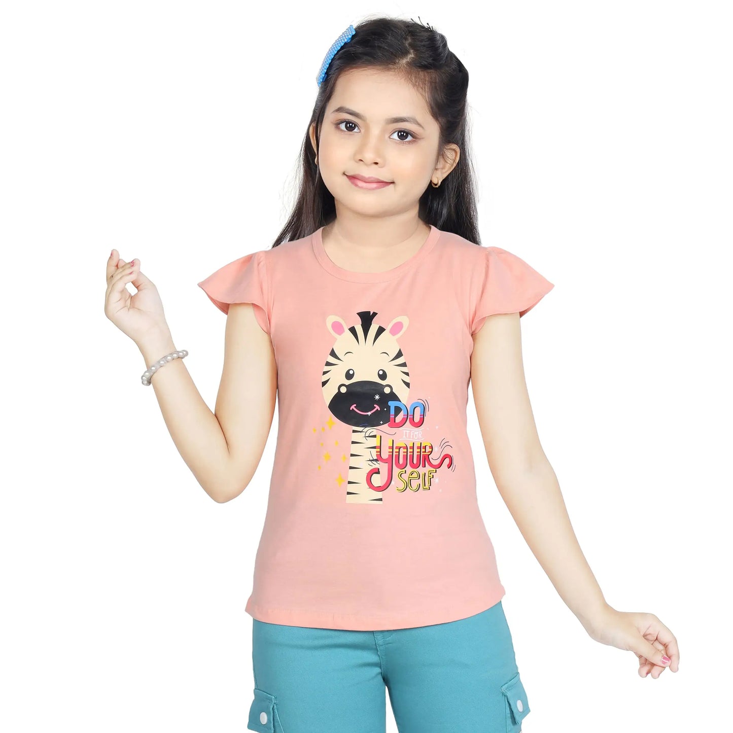 Girl’s Tiger Print Cotton Orange T-shirt (3 – 9 Years)