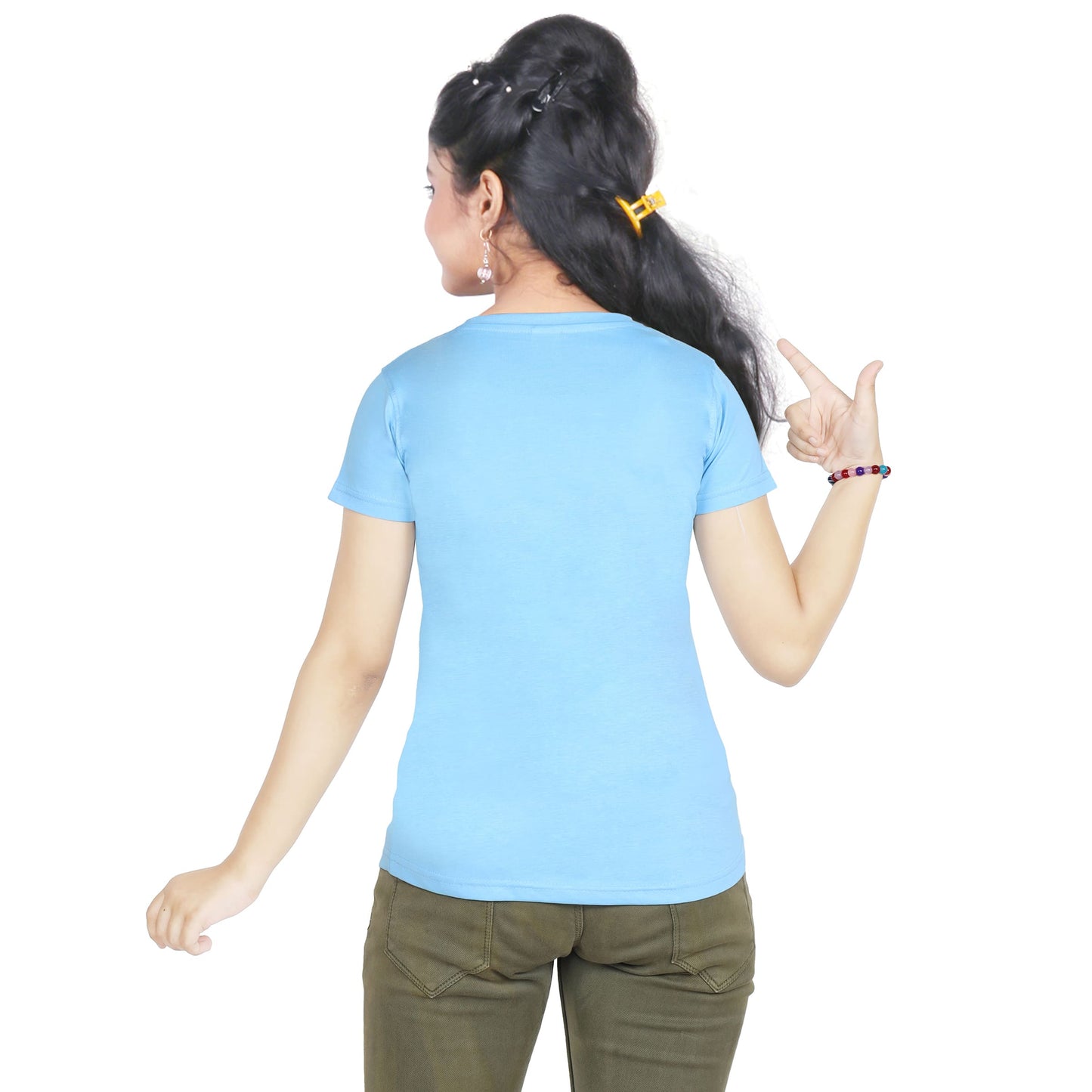Girl’s kittens Print Cotton Sky Blue T-shirt (3 – 9 Years)