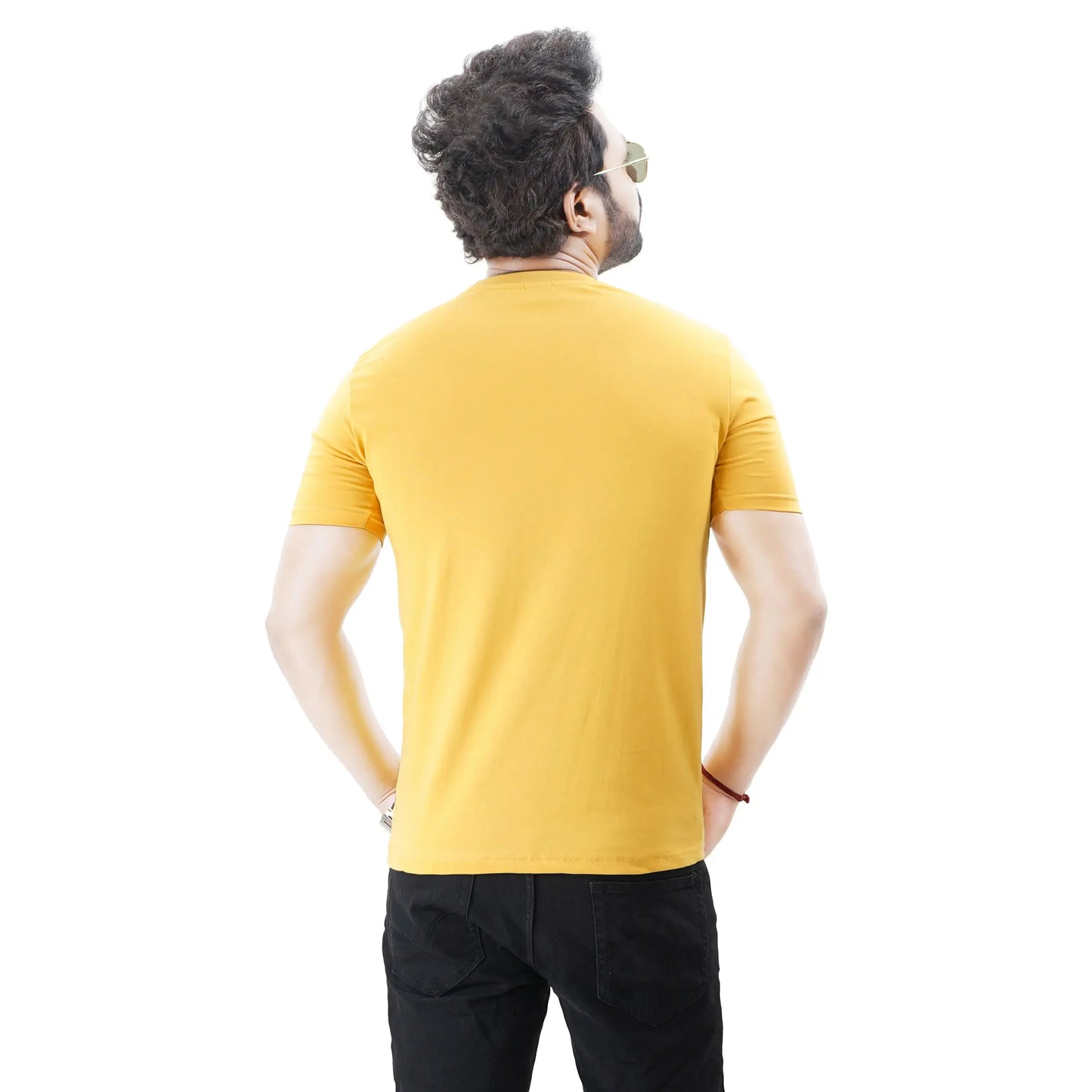 Men’s Short Sleeve Cotton Graphic Yellow T-shirt