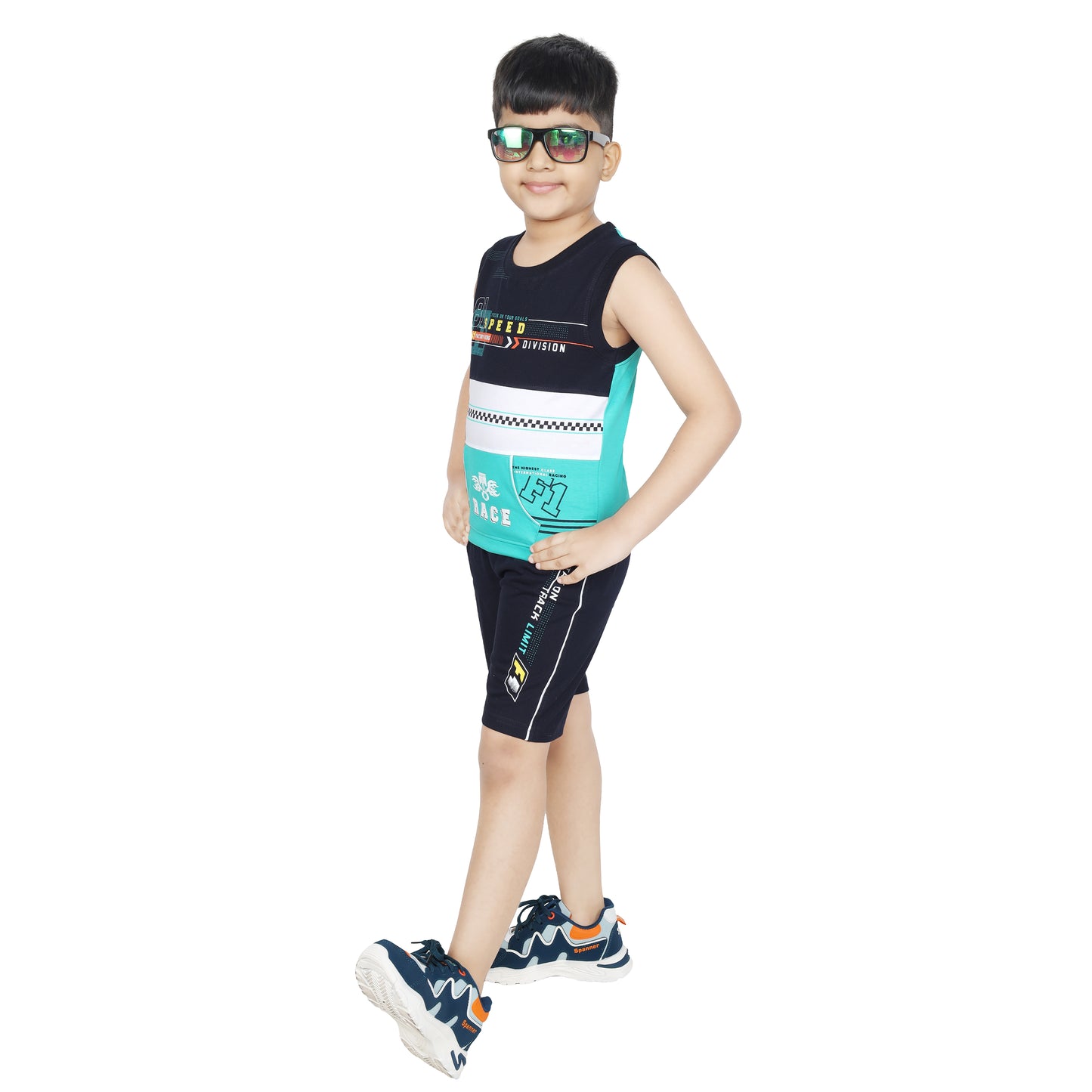 Toddler Boy's Cotton Sleeveless Top Tank Blue T-shirt (6 Months - 7 Years)