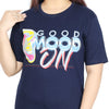 Trendy Oversized Back/Front Graphic Print  Blue T-Shirt