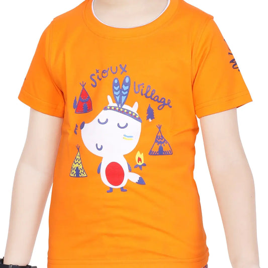 Toddler Boy's Cotton Short Sleeve Orange T-shirt (6 Months - 7 Years)