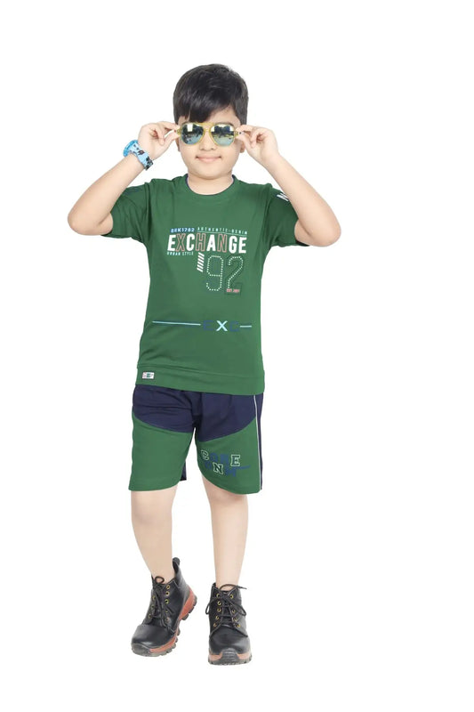 Toddler Boy's Cotton Short Half Sleeve T-Shirt Green (6 Months - 6 Years)