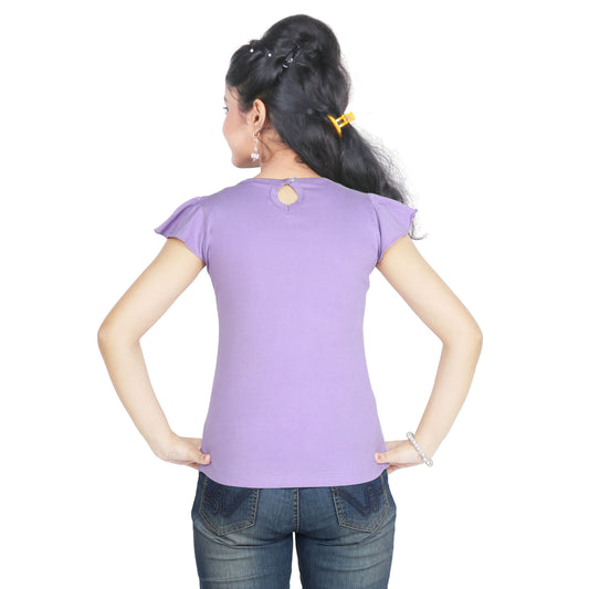 Girl’s Mountain Print Cotton Violet T-shirt (3 – 9 Years)