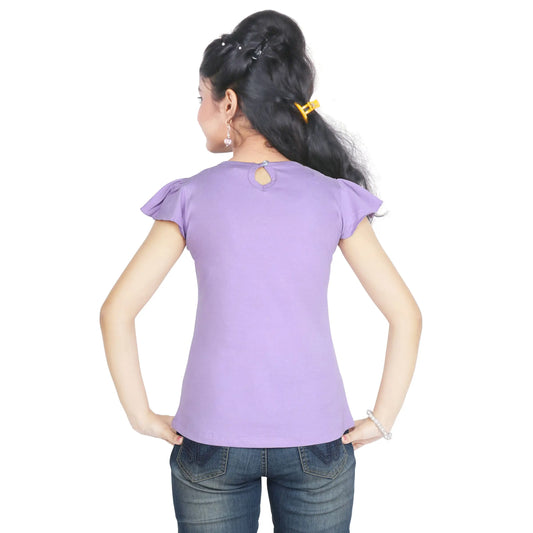 Girl’s Frozen Print Cotton Violet T-shirt (3 – 9 Years)