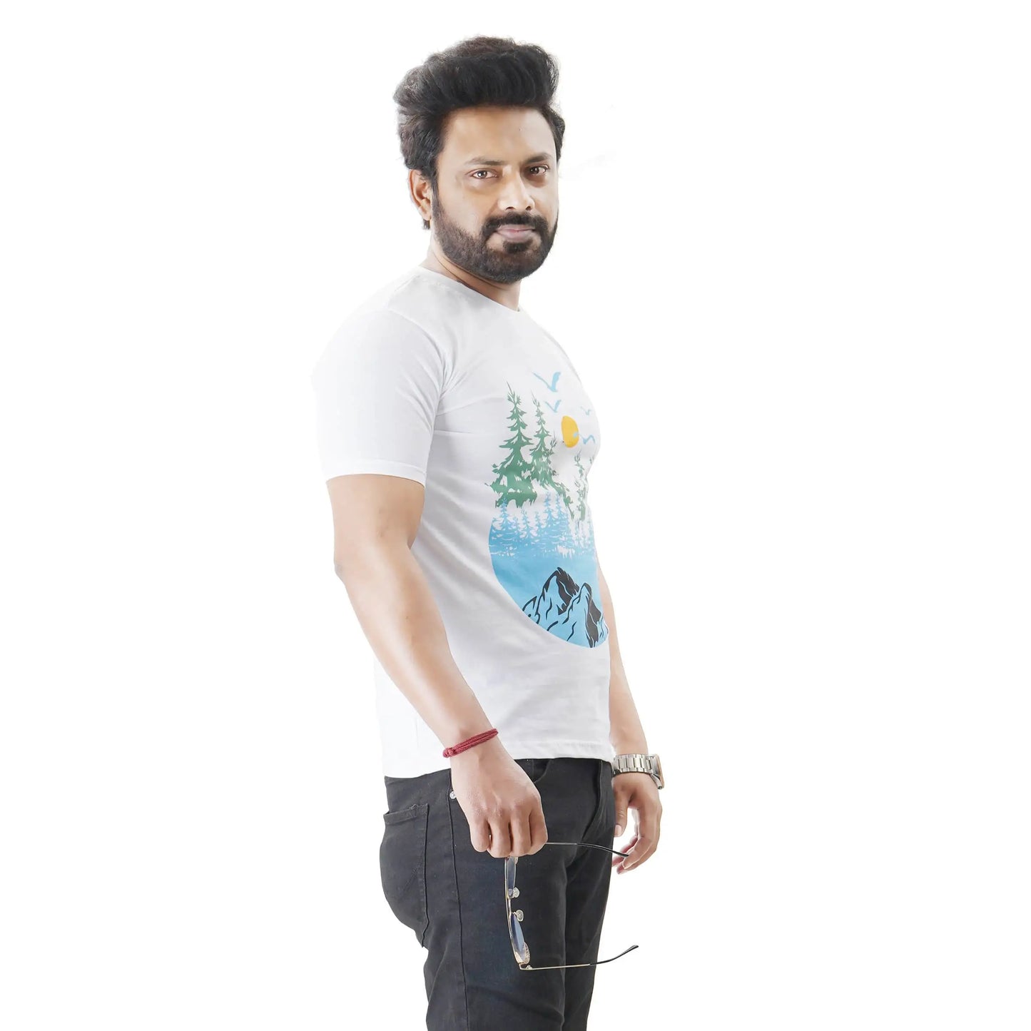 Men’s Short Sleeve Cotton Graphic White T-shirt