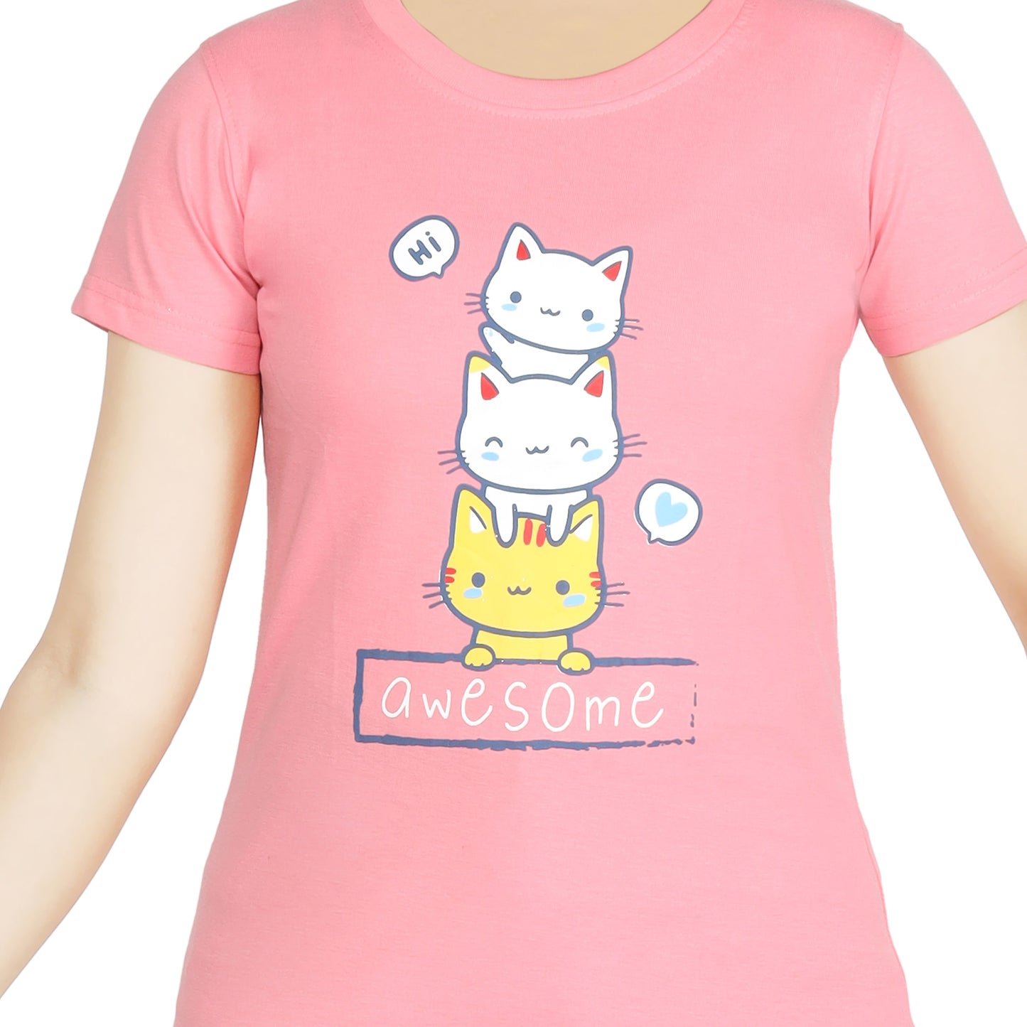 Girl’s kittens Print Cotton Pink T-shirt (3 – 9 Years)