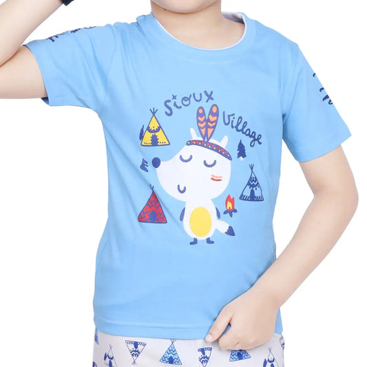 Toddler Boy's Cotton Short Sleeve Sky Blue T-shirt (6 Months - 7 Years)