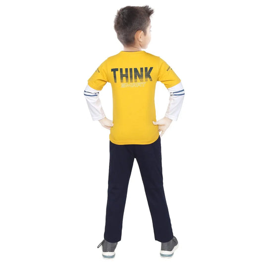 Toddler Boy's Cotton Short Full Sleeve Yellow T-Shirt (4 - 7 Years)