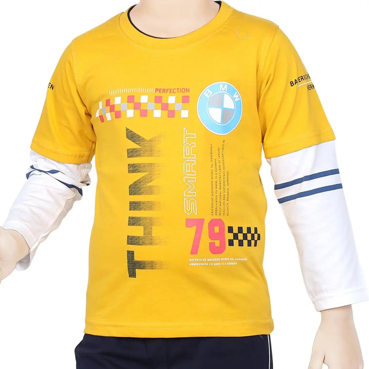 Toddler Boy's Cotton Short Full Sleeve Yellow T-Shirt (4 - 7 Years)