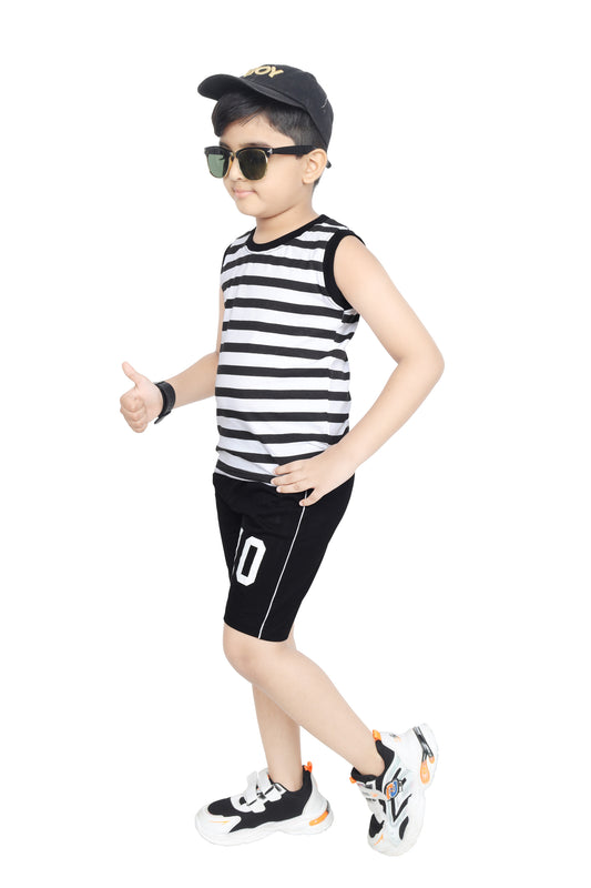 Toddler Boy's Cotton Sleeveless T-Shirt and Short Combo Set (6 Months - 8 Years)