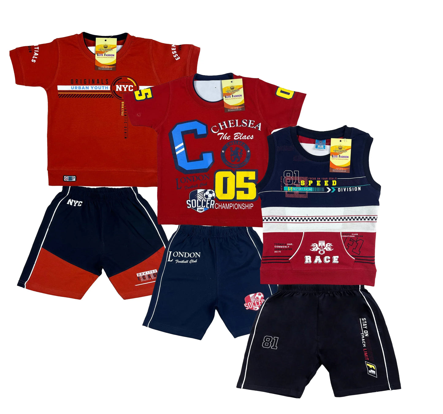 Boy's Cotton Sleeve T-shirt with Shorts 3 Set (3 Years - 9 Years)