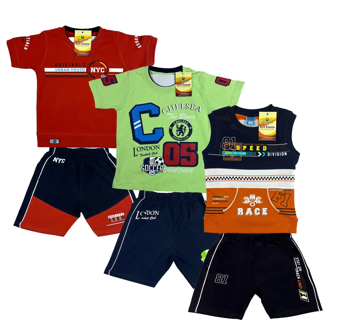 Boy's Cotton Sleeve T-shirt with Shorts 3 Set (3 Years - 9 Years)