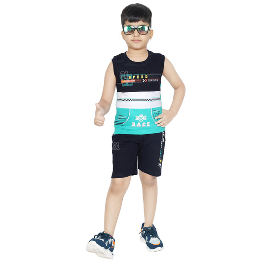 Toddler Boy's Cotton Sleeveless Top Tank Blue T-shirt (6 Months - 7 Years)