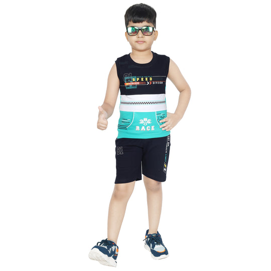 Toddler Boy's Cotton Sleeveless Top Tank Blue T-shirt (6 Months - 7 Years)
