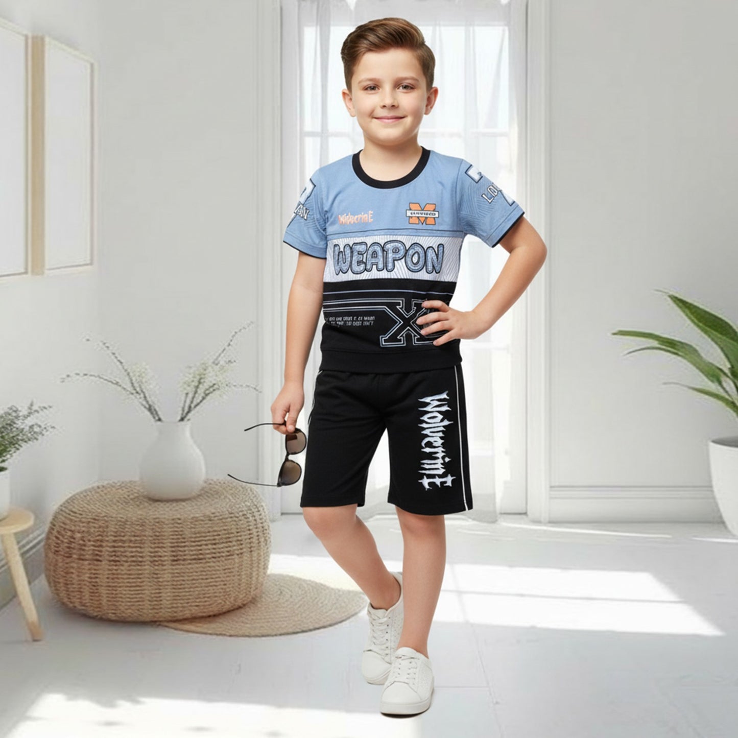 Kids half sleeve t-shirt and pant combo - Design Weapon