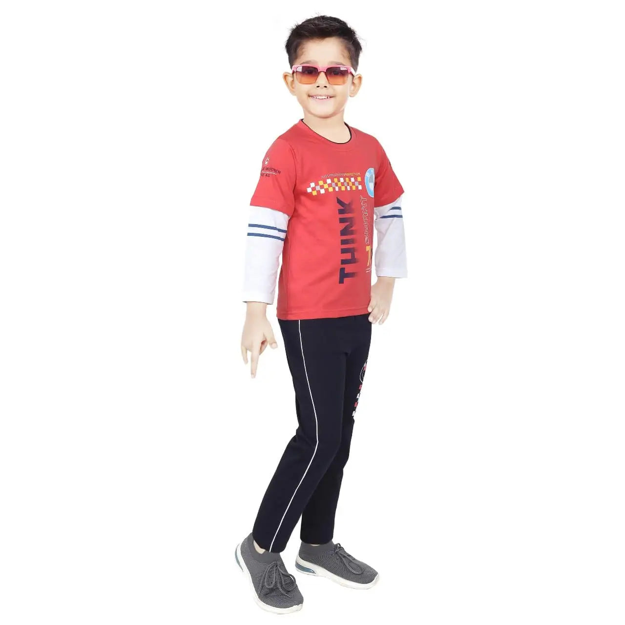 Toddler Boy's Cotton Short Full Sleeve Red T-Shirt (4 - 7 Years)