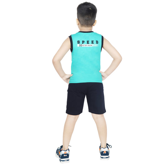 Toddler Boy's Cotton Sleeveless Top Tank Blue T-shirt (6 Months - 7 Years)