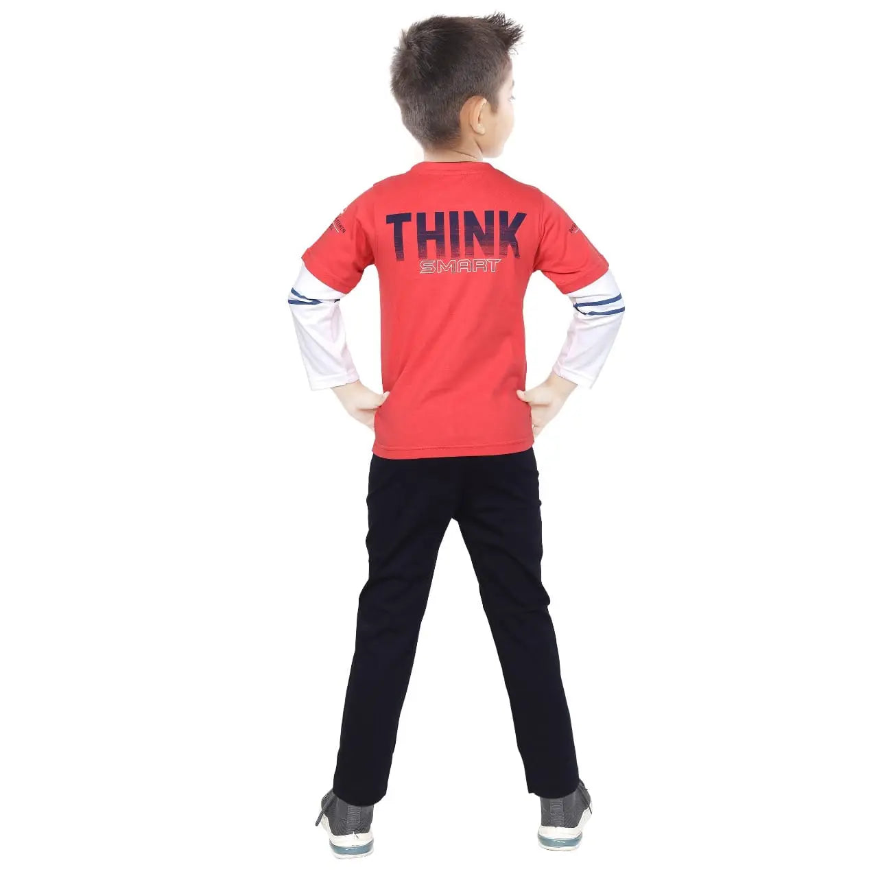 Toddler Boy's Cotton Short Full Sleeve Red T-Shirt (4 - 7 Years)