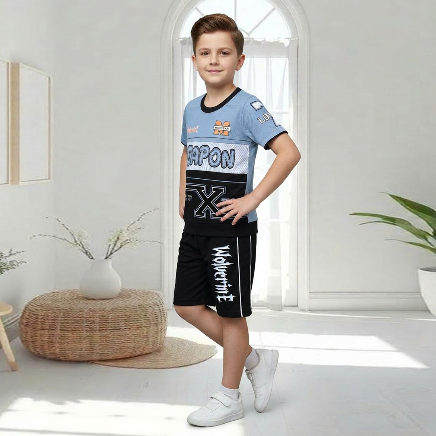 Kids half sleeve t-shirt and pant combo - Design Weapon