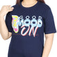 Trendy Oversized Back/Front Graphic Print  Blue T-Shirt