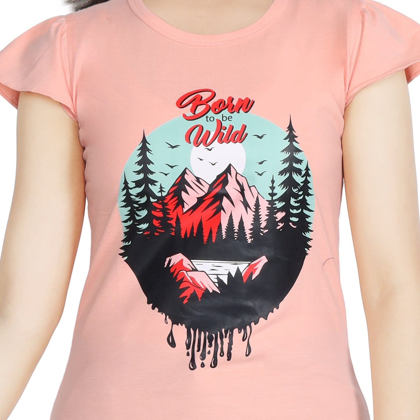 Girl’s Mountain Print Cotton Orange T-shirt (3 – 9 Years)