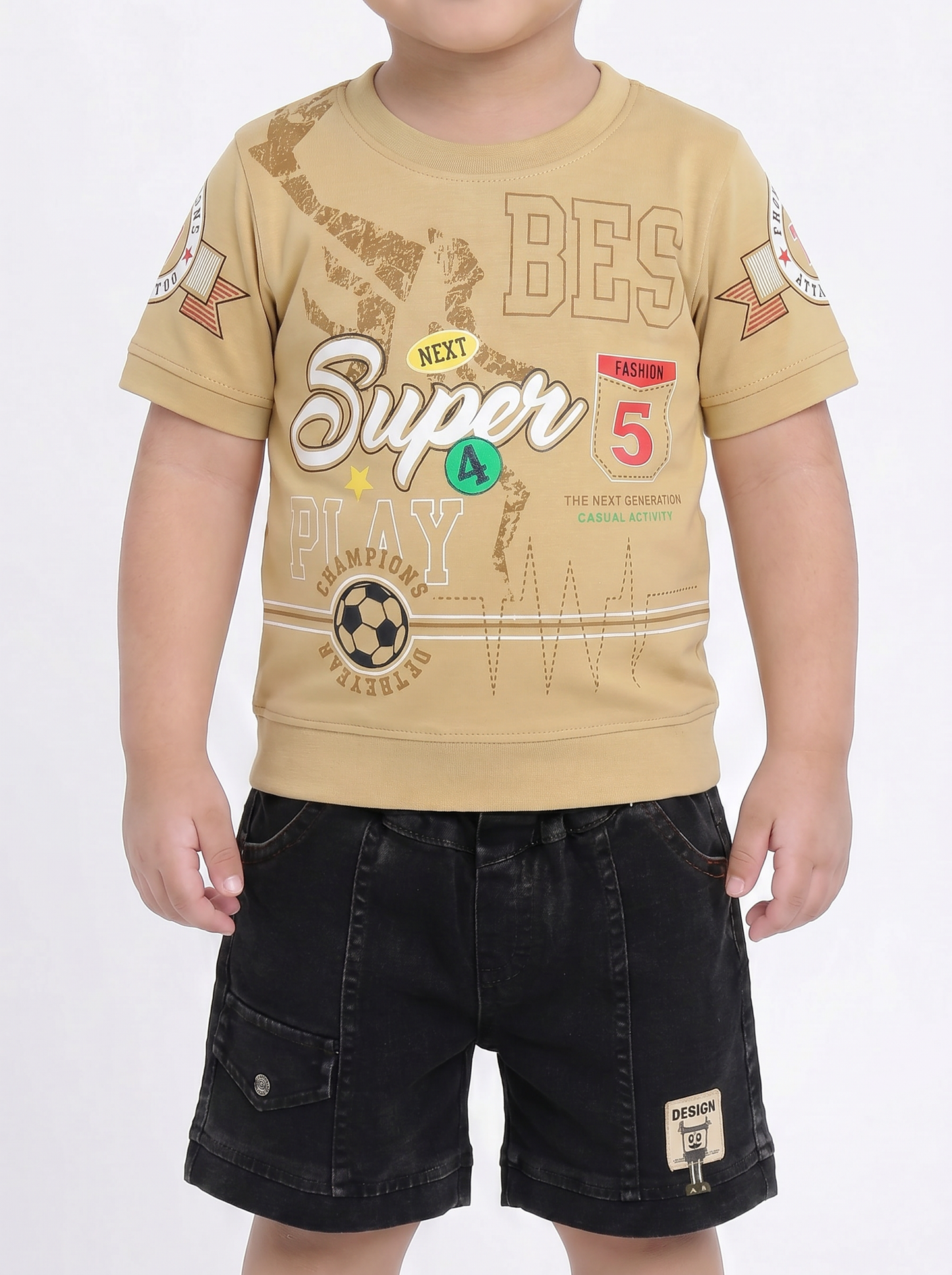 Kids half sleeve t-shirt and RFD-pant combo - Design Super5