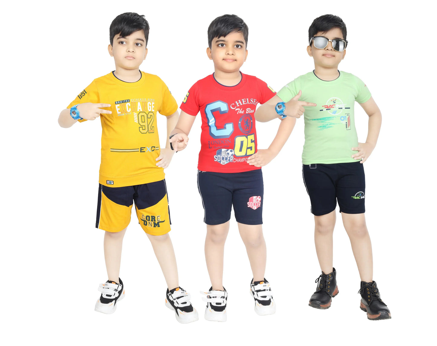 Boy's Cotton Sleeve T-shirt with Shorts 3 Set (3 Years - 9 Years)