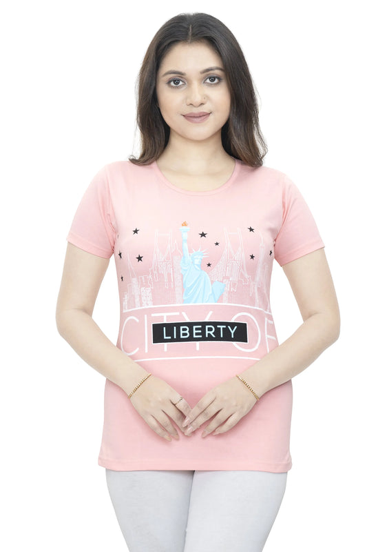 Ayu Elite Fashion Women Regular Fit Pink T-shirt