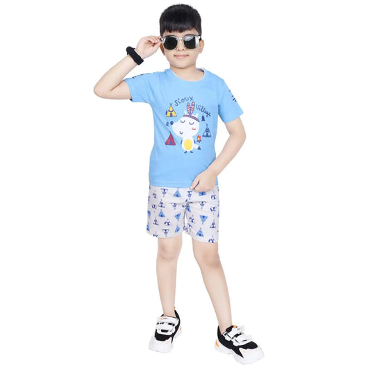Toddler Boy's Cotton Short Sleeve Sky Blue T-shirt (6 Months - 7 Years)