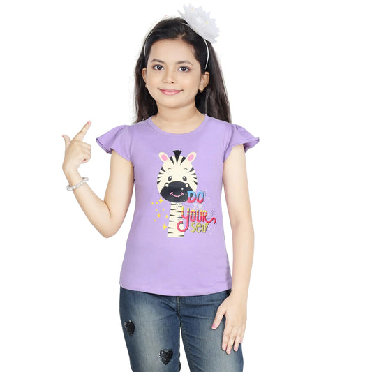Girl’s Tiger Print Cotton Violet T-shirt (3 – 9 Years)