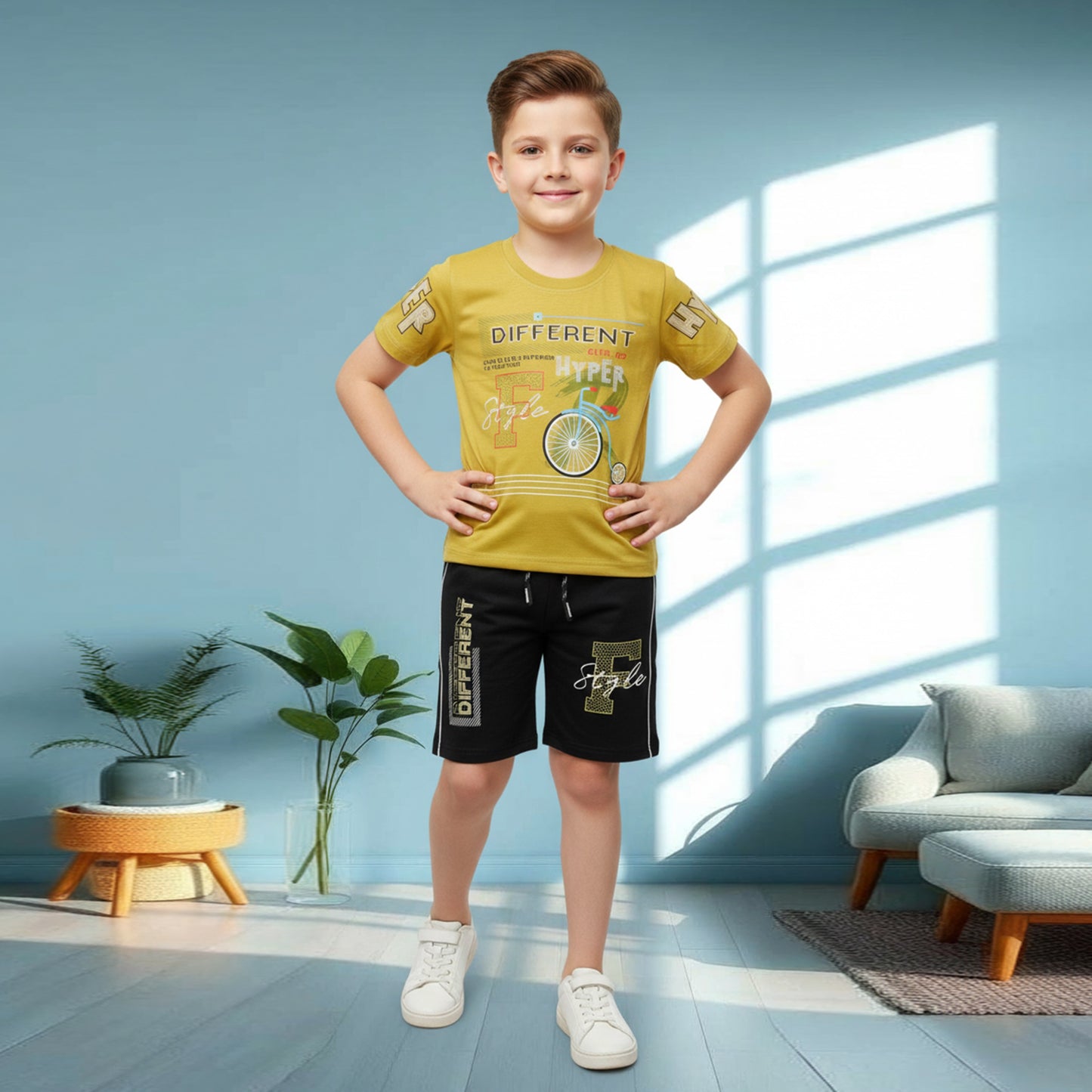 Kids half sleeve t-shirt and pant combo - Design DIFFERENT