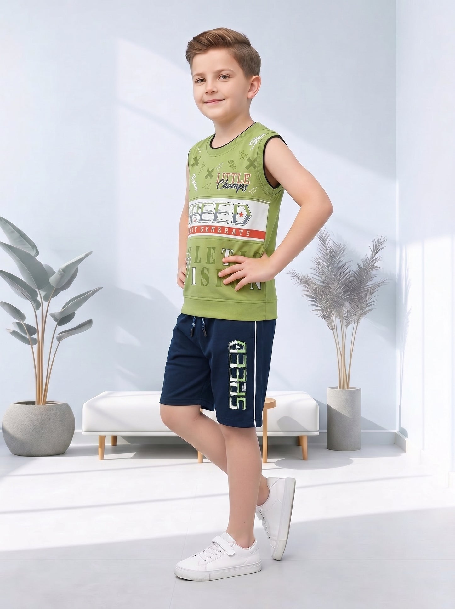 Kids half sleeve t-shirt and pant combo - Design SPEED