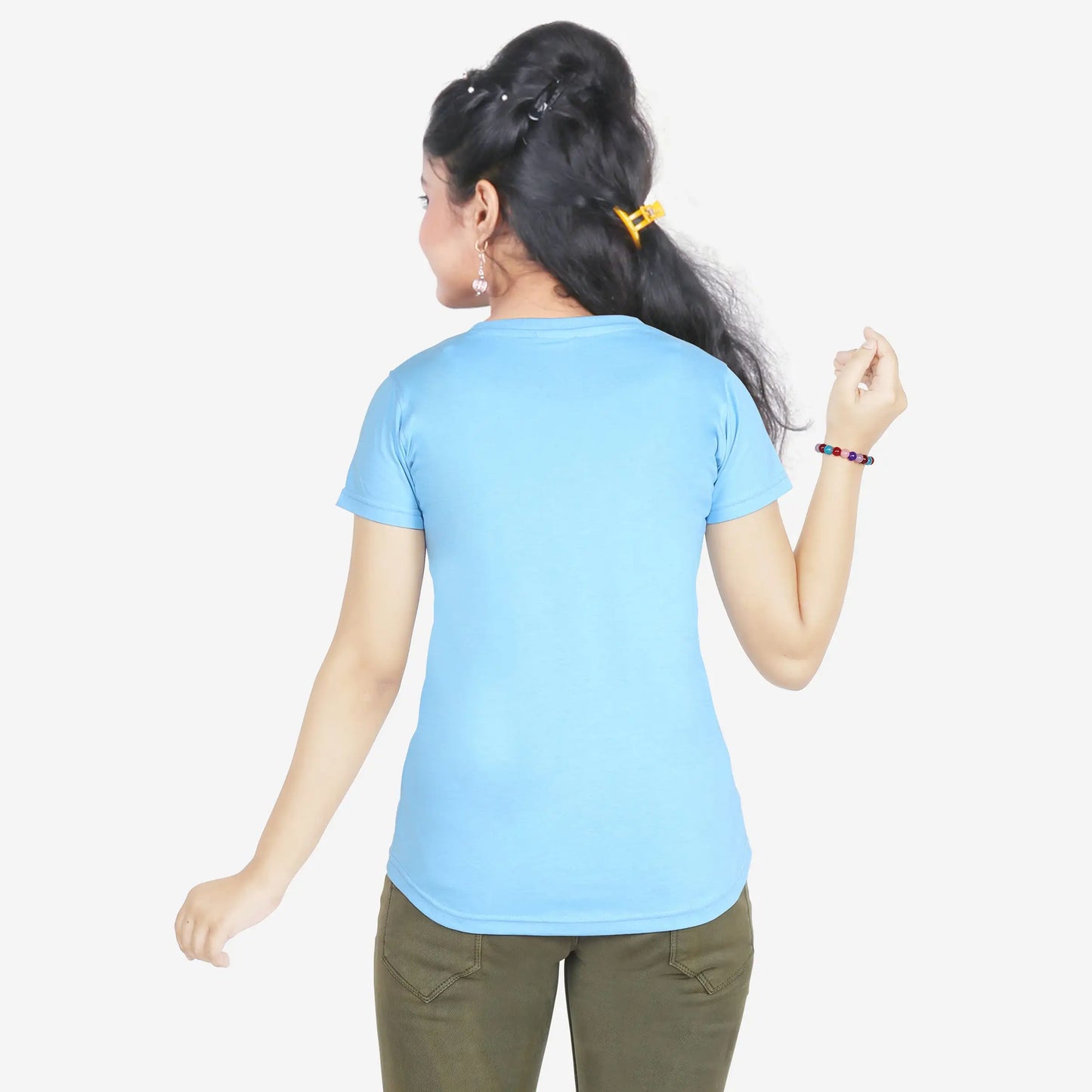 Girl’s Butterfly Print Cotton Sky Blue T-shirt (3 – 9 Years)