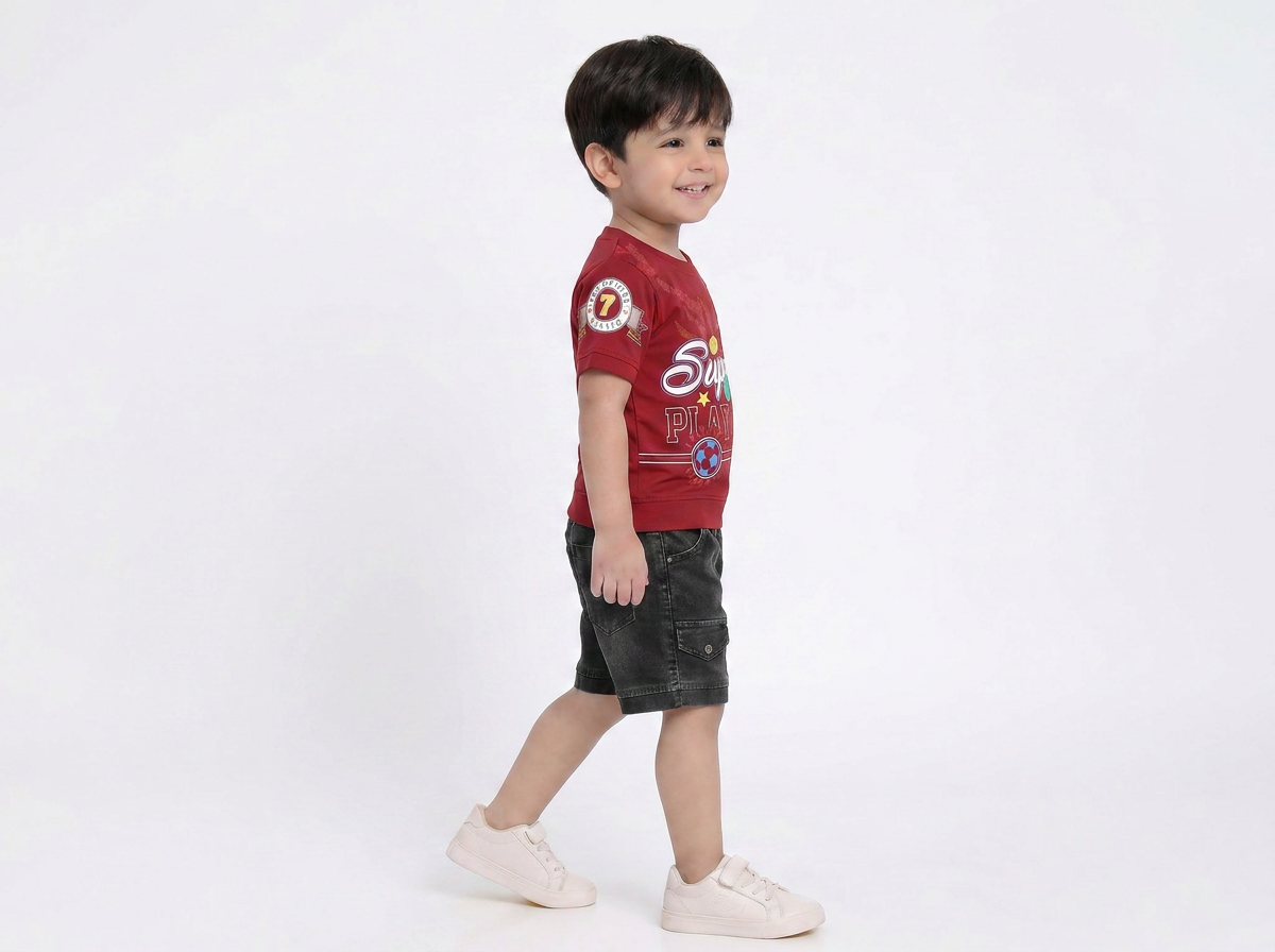 Kids half sleeve t-shirt and RFD-pant combo - Design Super5