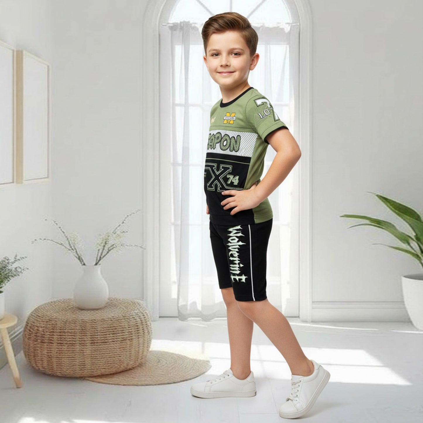 Kids half sleeve t-shirt and pant combo - Design Weapon
