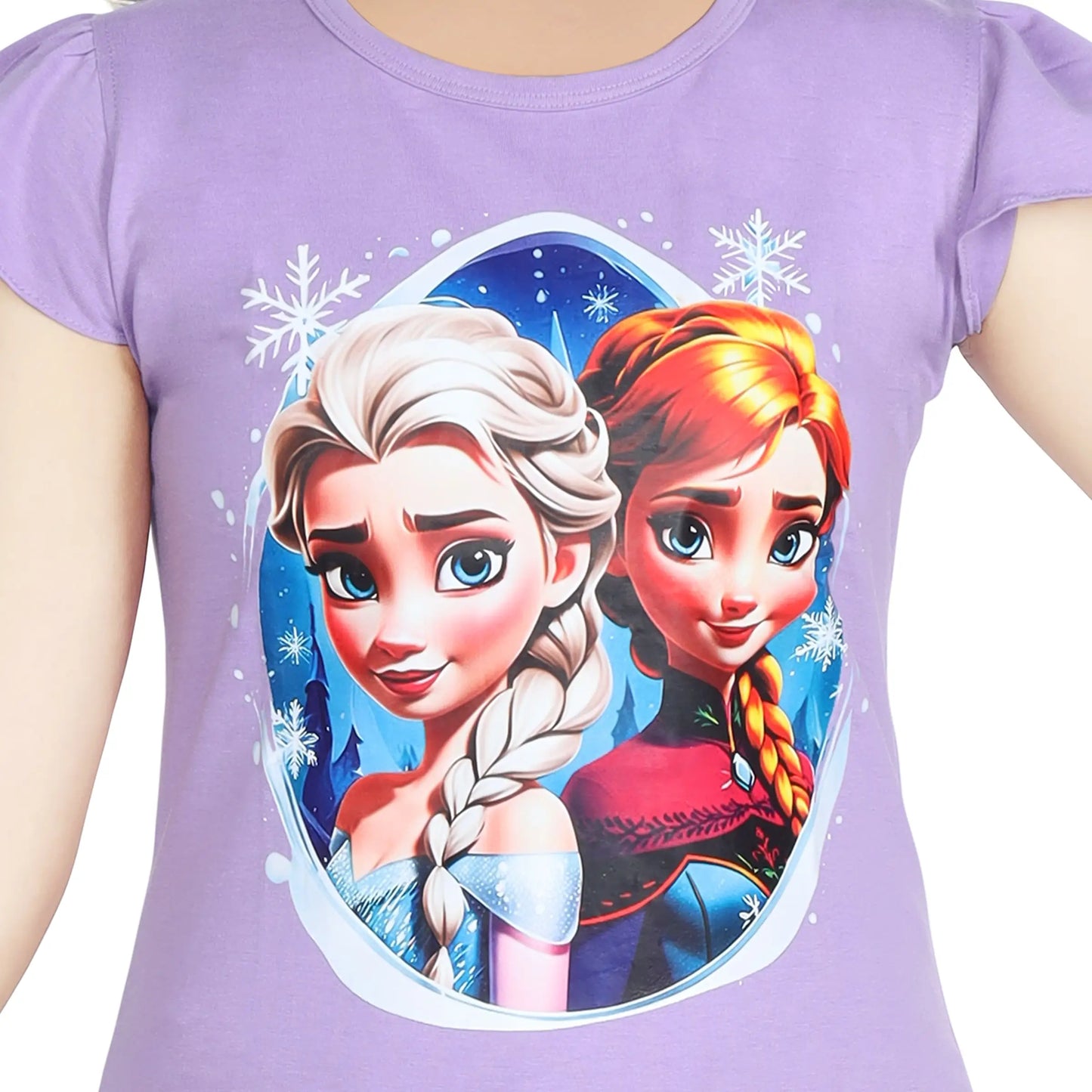 Girl’s Frozen Print Cotton Violet T-shirt (3 – 9 Years)