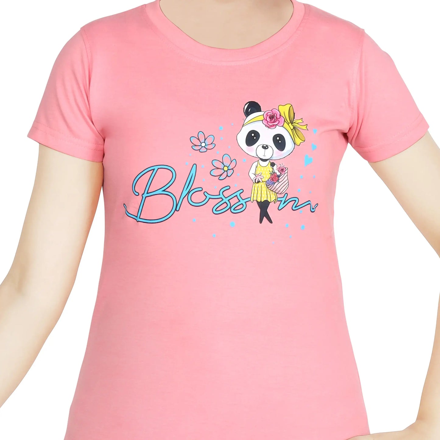 Girl’s Blossom Panda Print Cotton Pink T-shirt (3 – 9 Years)