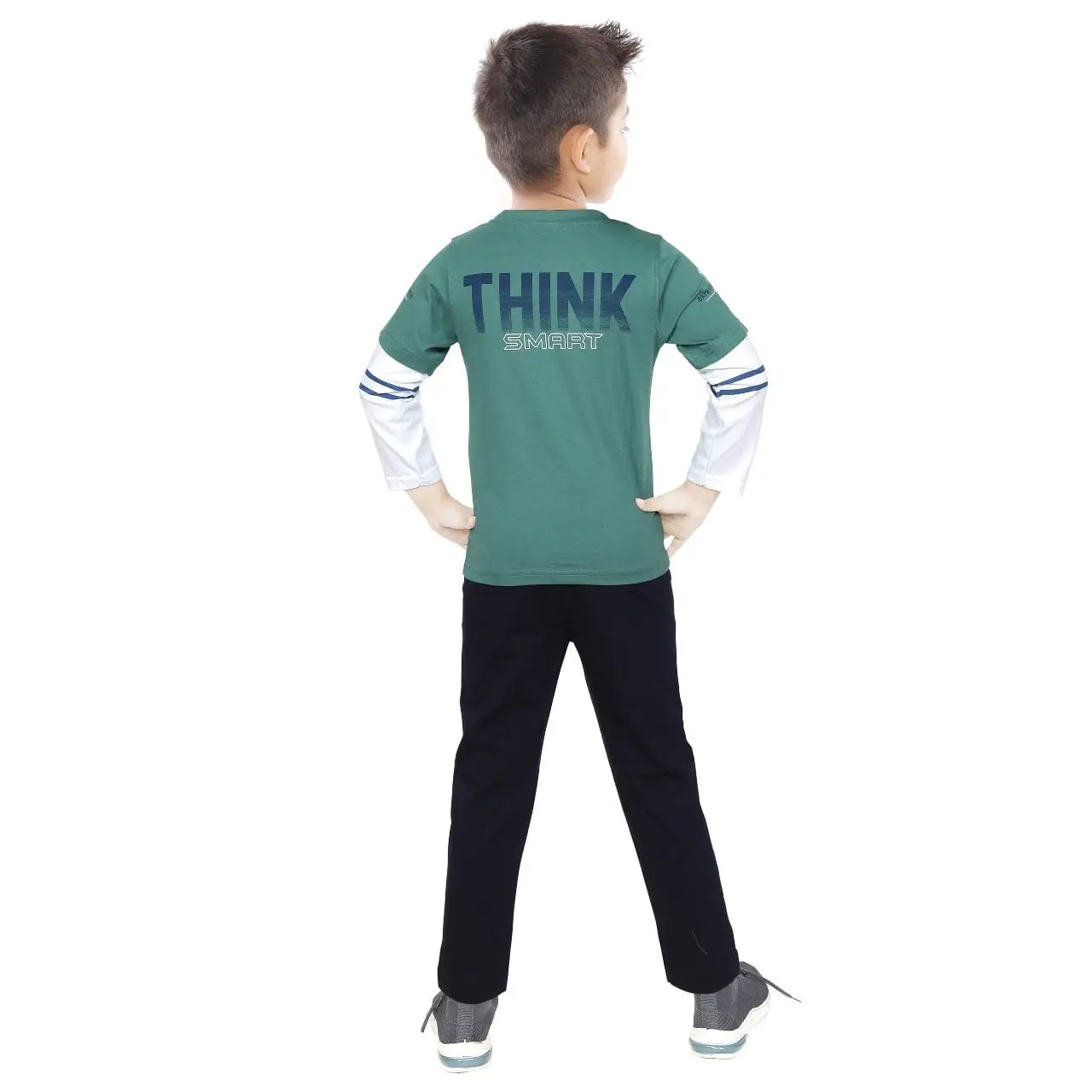Toddler Boy's Cotton Short Full Sleeve Green T-Shirt (4 - 7 Years)