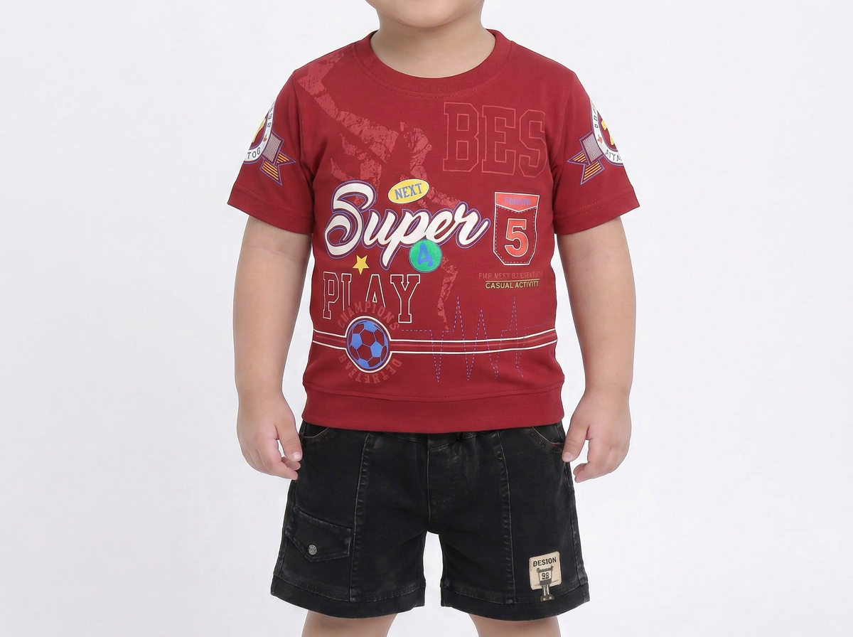 Kids half sleeve t-shirt and RFD-pant combo - Design Super5