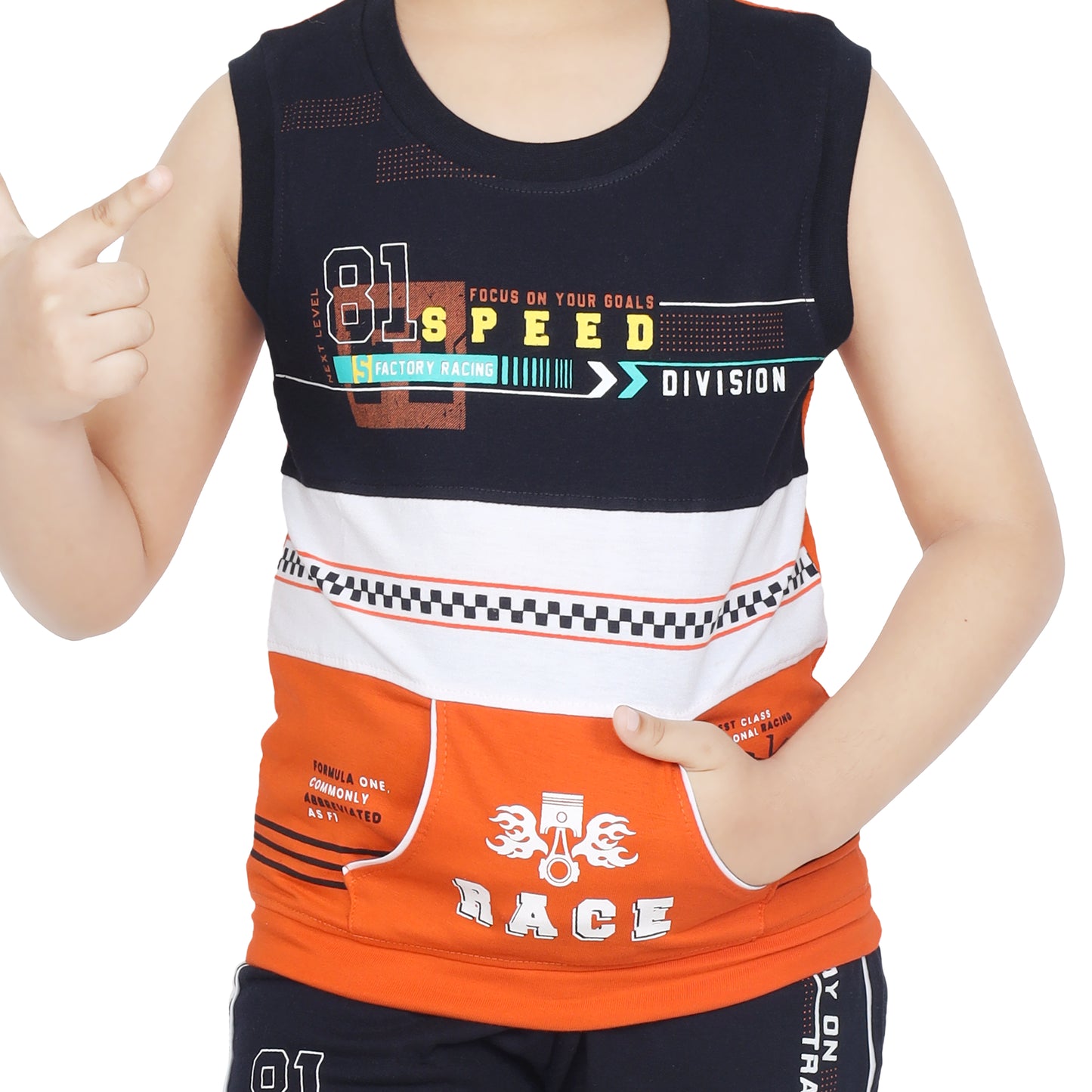 Toddler Boy's Cotton Sleeveless Top Tank Orange T-shirt (6 Months - 7 Years)