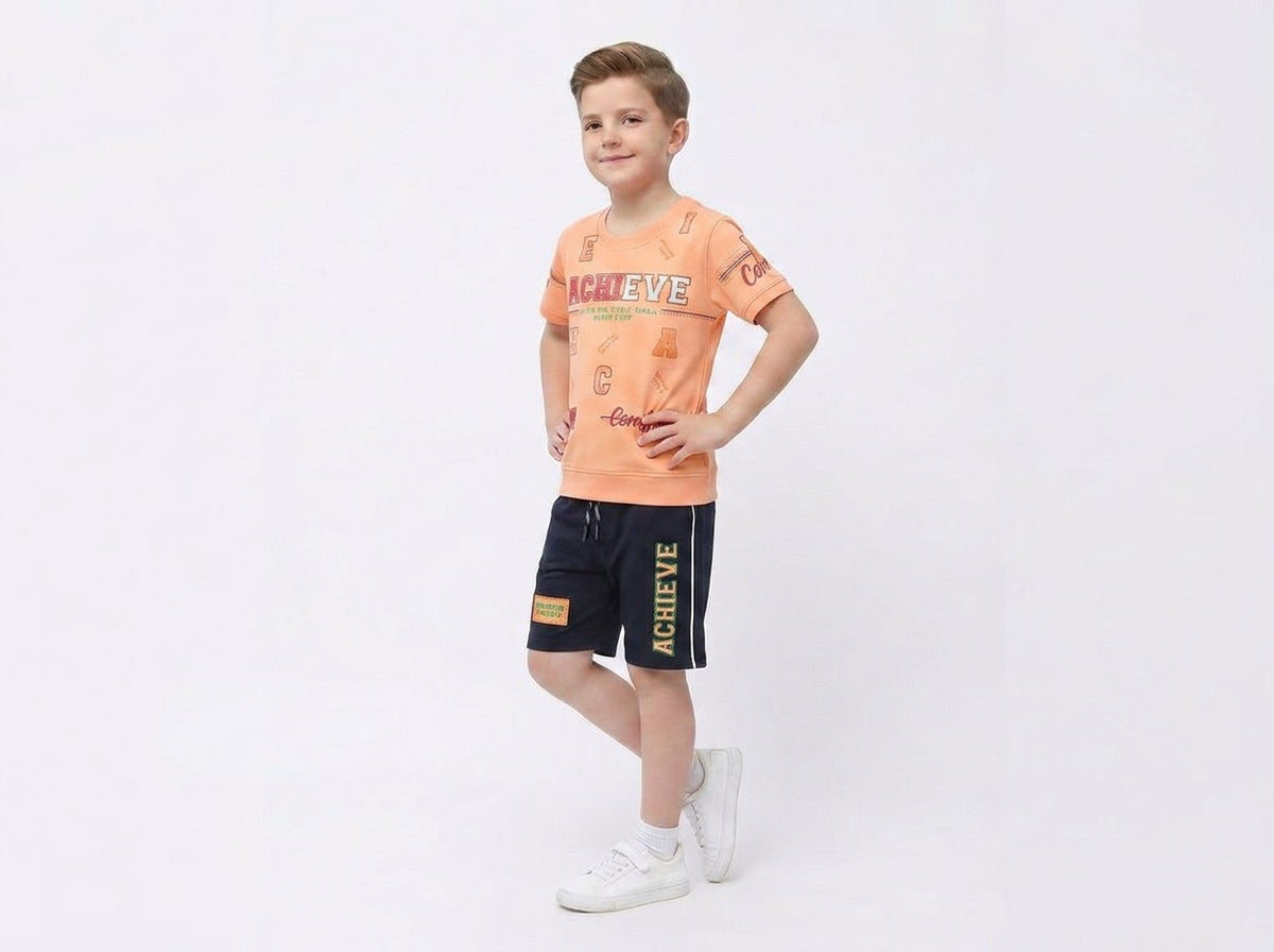 Toddler Boy's Cotton Short Half Sleeve Red T-Shirt