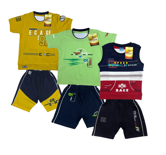 Boy's Cotton Sleeve T-shirt with Shorts 3 Set (3 Years - 9 Years)
