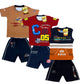 Boy's Cotton Sleeve T-shirt with Shorts 3 Set (3 Years - 9 Years)