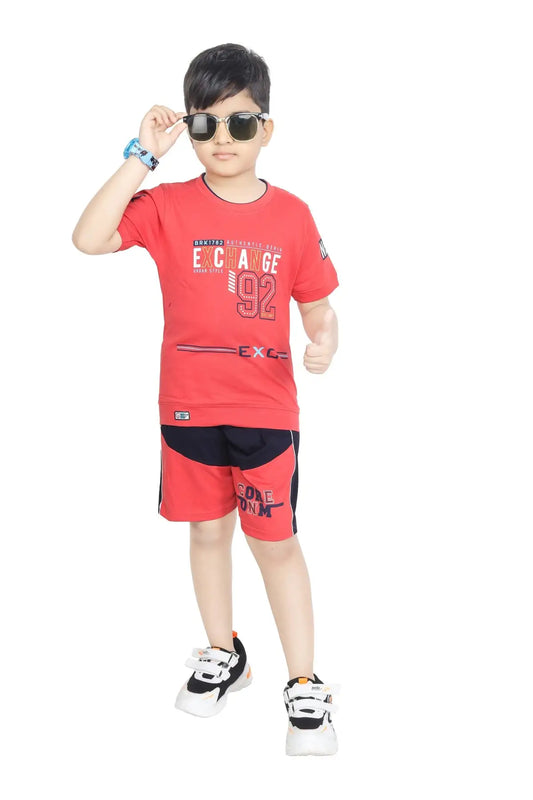 Toddler Boy's Cotton Short Half Sleeve T-Shirt Red (6 Months - 6 Years)