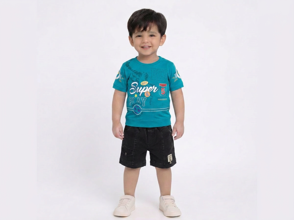 Kids half sleeve t-shirt and RFD-pant combo - Design Super5