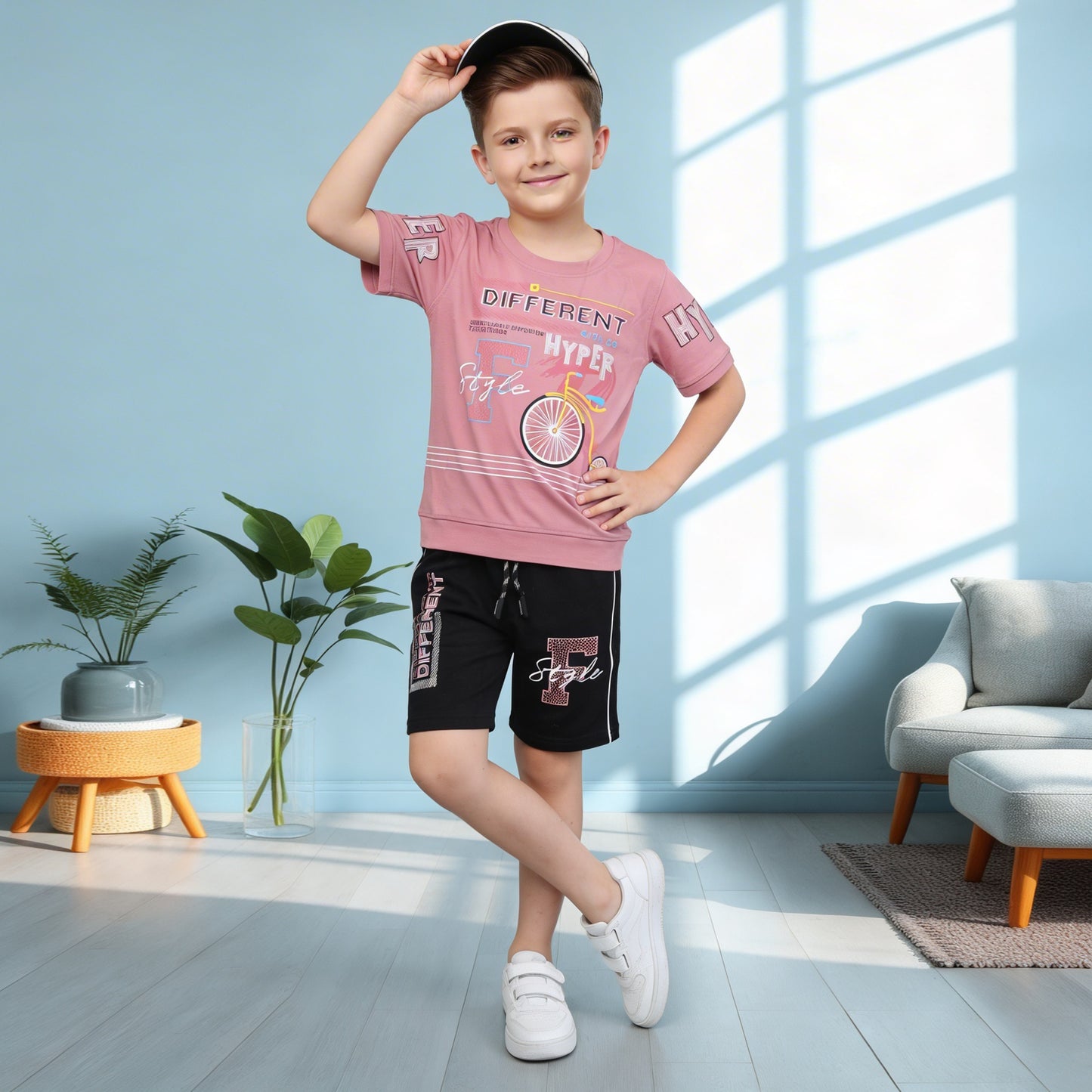 Kids half sleeve t-shirt and pant combo - Design DIFFERENT