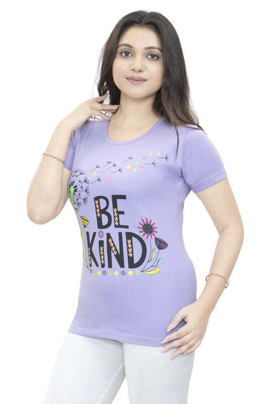 Ayu Elite Fashion Women Regular Fit Violet T-Shirt