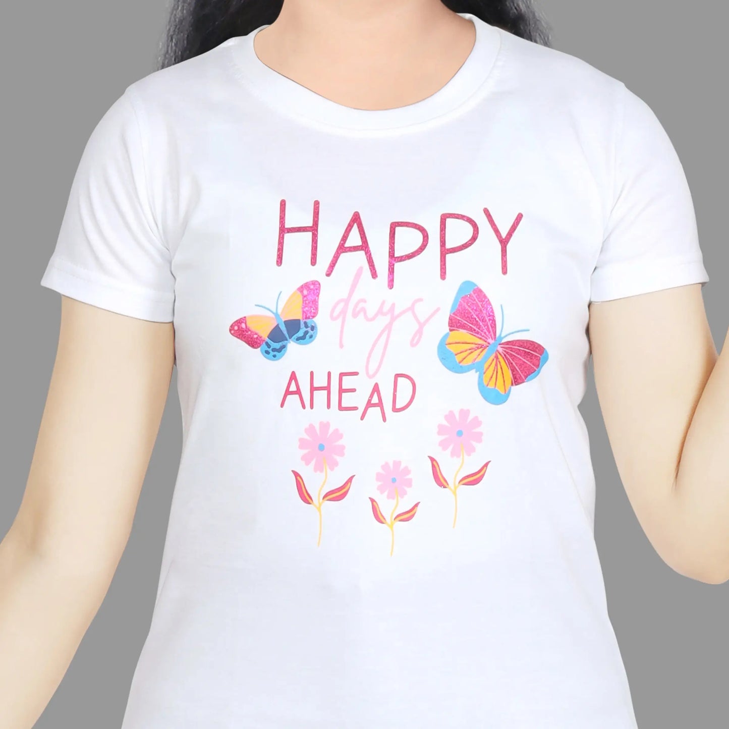 Girl’s Butterfly Print Cotton White T-shirt (3 – 9 Years)