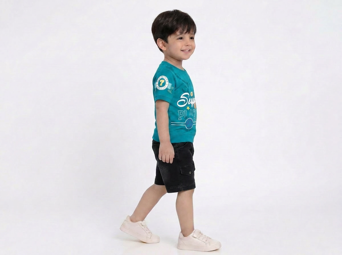 Kids half sleeve t-shirt and RFD-pant combo - Design Super5